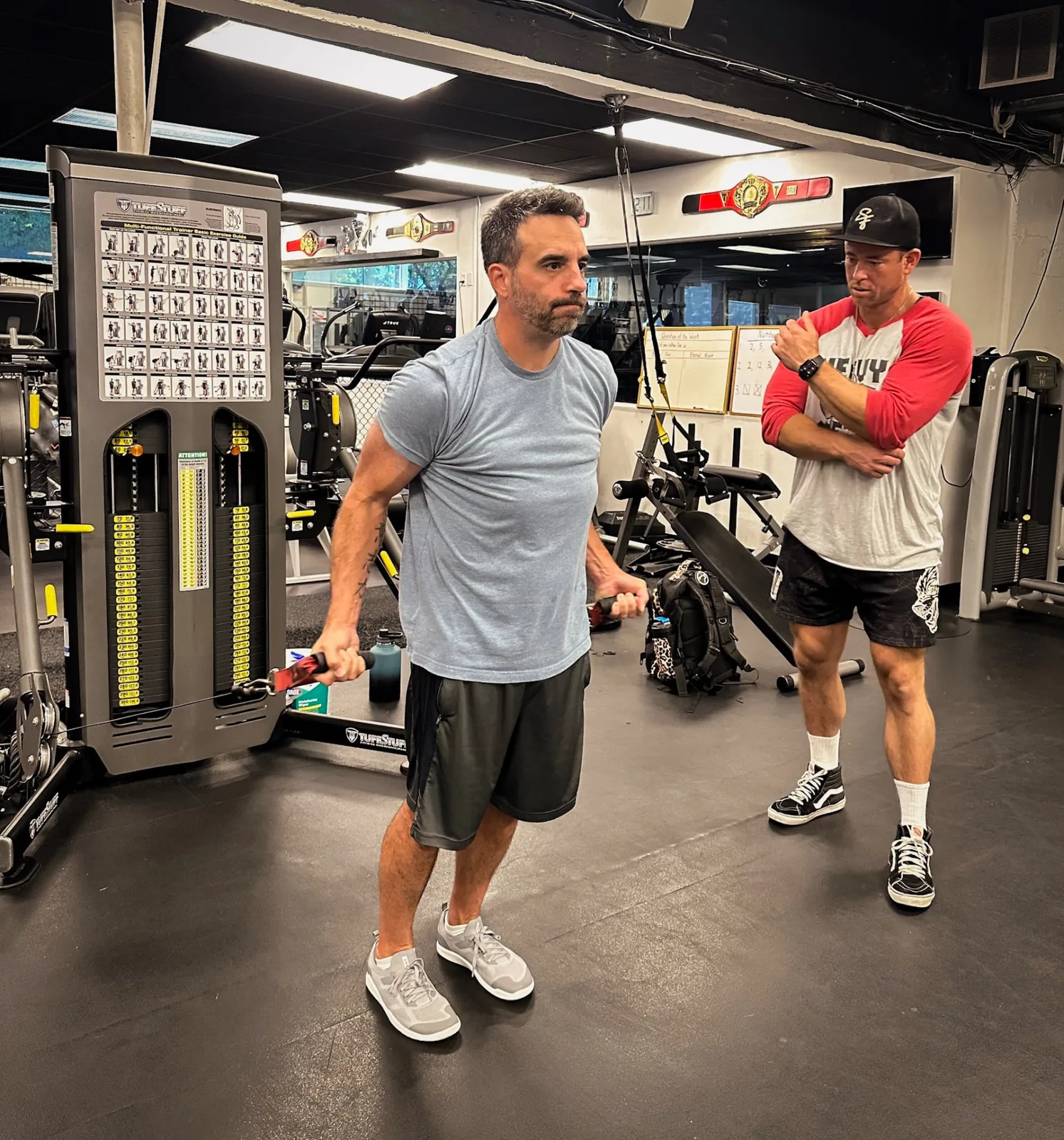 Alex Myers coaching strength training at his private gym in Westlake Village